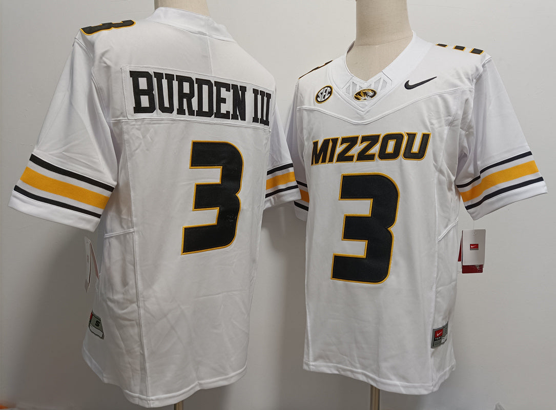 Custom Luther Burden III #3 Missouri Tigers Black White Gold Limited Football Jersey -All Stitched