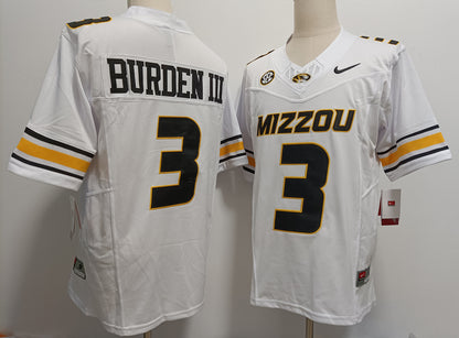 Custom Luther Burden III #3 Missouri Tigers Black White Gold Limited Football Jersey -All Stitched