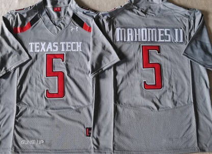 Custom Patrick Mahomes #15 Texas Tech Red Raiders Gray Black White Red Limited Football Jersey -All Stitched