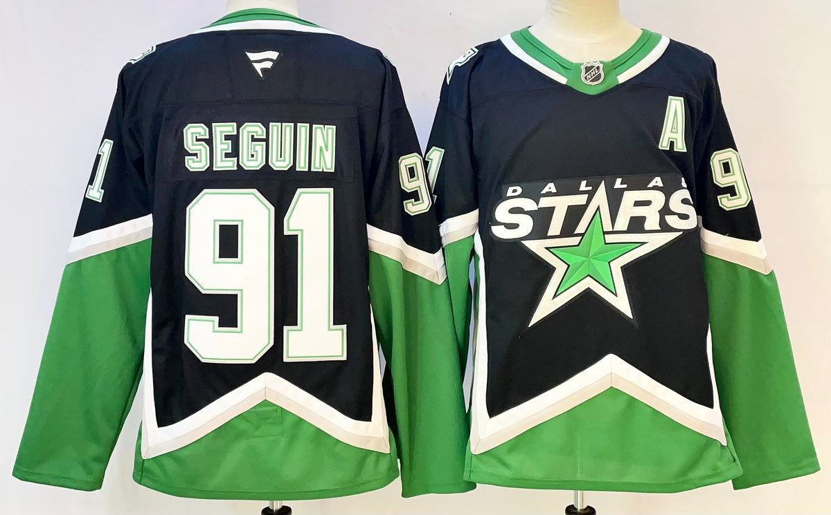 Custom Tyler Seguin Stars Alternate Black Hockey Jersey -All Stitched