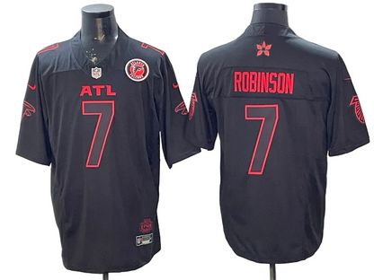 Custom Bijan Robinson Stranger Things Stuck In The Upside Down Black Limited Jersey -All Stitched