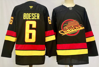Custom Elias Pettersson Canucks Home Blue Alternate Black Hockey Jersey -All Stitched