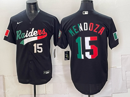 Custom Fernando Mendoza Raiders Black White Mexico Limited Baseball Jersey -All Stitched