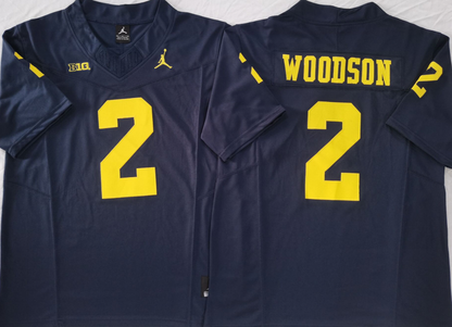 Custom Charles Woodson #2 Michigan Wolverines Maize Navy White Limited Football Jersey -All Stitched