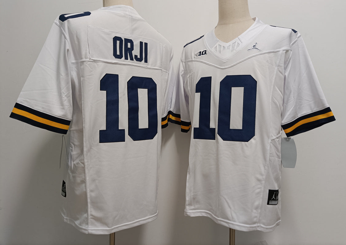 Custom Alex Orji #10 Michigan Wolverines Maize Navy White Limited Football Jersey -All Stitched