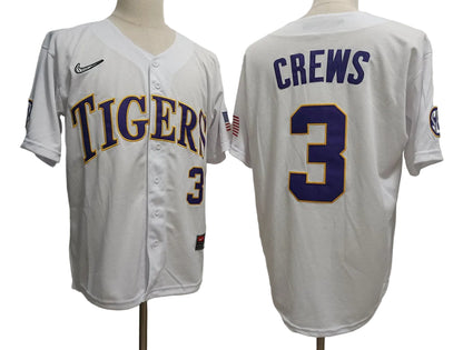Custom Dylan Crews #3 LSU Tigers Gold White Purple Limited Baseball Jersey -All Stitched