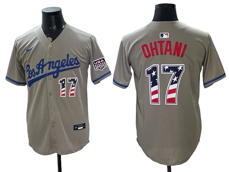 Custom Dodgers Gray USA 250 Fourth of July Baseball Jersey -All Stitched