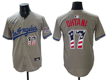 Custom Dodgers Gray USA 250 Fourth of July Baseball Jersey -All Stitched