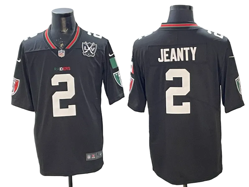 Custom Ashton Jeanty Raiders Black White Gray Split Retro Limited Football Jersey -All Stitched