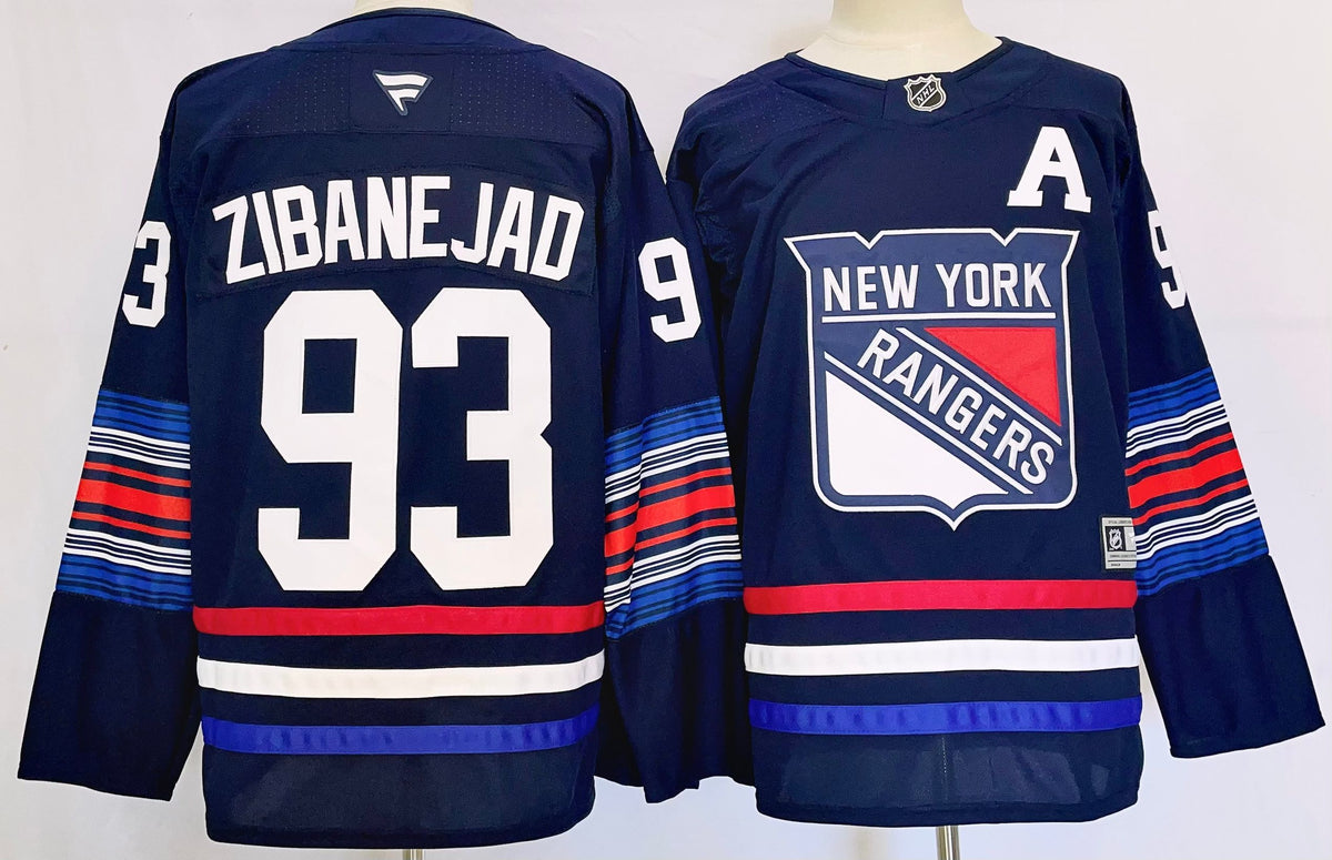 Custom Mika Zibanejad Alternate Premium Navy Hockey Jersey -All Stitched