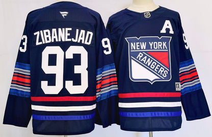 Custom Mika Zibanejad Alternate Premium Navy Hockey Jersey -All Stitched