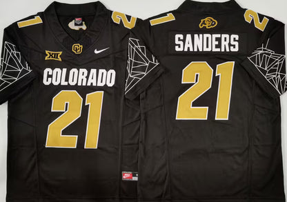 Men's Deion Sanders White Vapor Jersey #21 Black Gray Gold Colorado Buffaloes -All Stitched