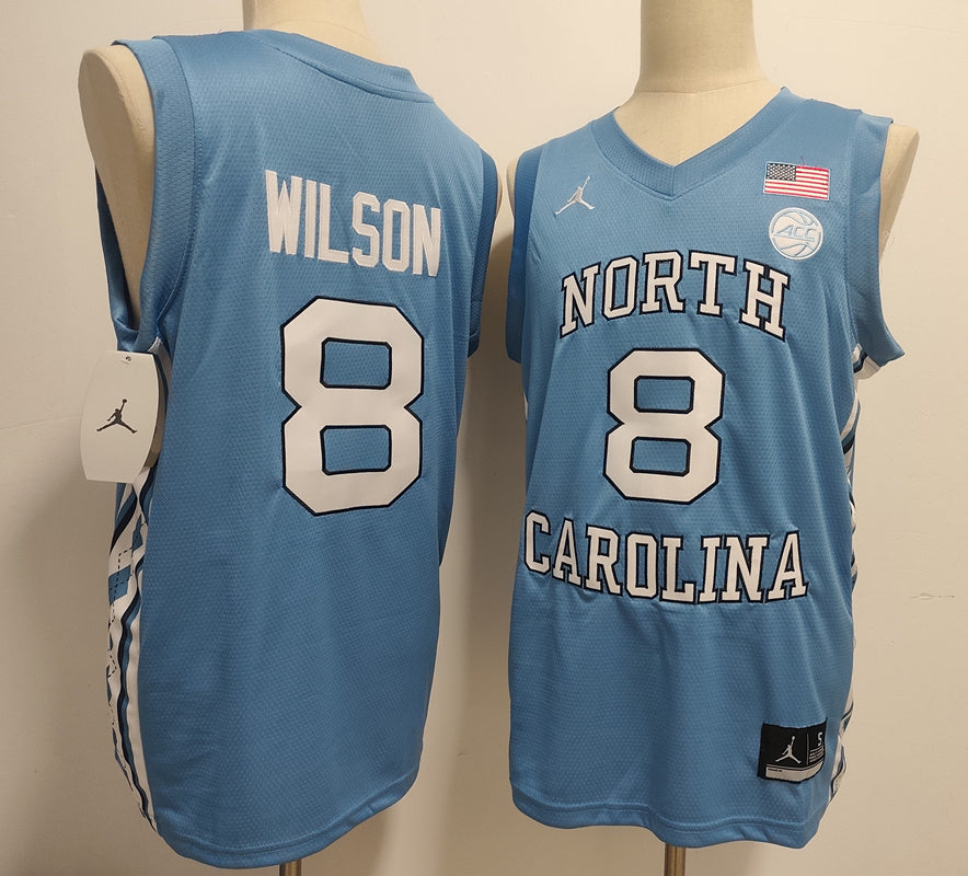 Custom Caleb Wilson #8 North Carolina Tar Heels Carolina Blue White Basketball Jersey -All Stitched