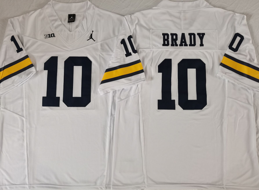 Custom Tom Brady #10 Michigan Wolverines Navy White Limited Football Jersey -All Stitched