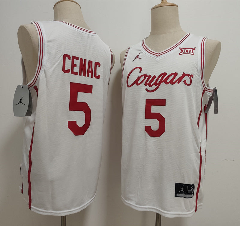 Custom Chris Cenac Jr. #5 Houston Cougars Black White Basketball Jersey -All Stitched