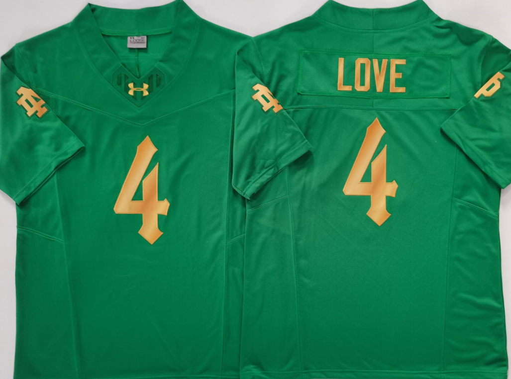Men's Jeremiyah Love Notre Dame Fighting Irish Vapor Jersey White Navy Kelly Green Football Jersey -All Stitched