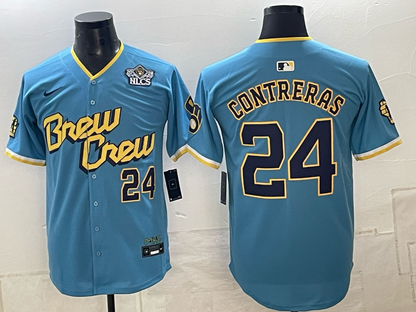 Custom William Contreras 2026 World Series Powder Blue Baseball Jersey -All Stitched