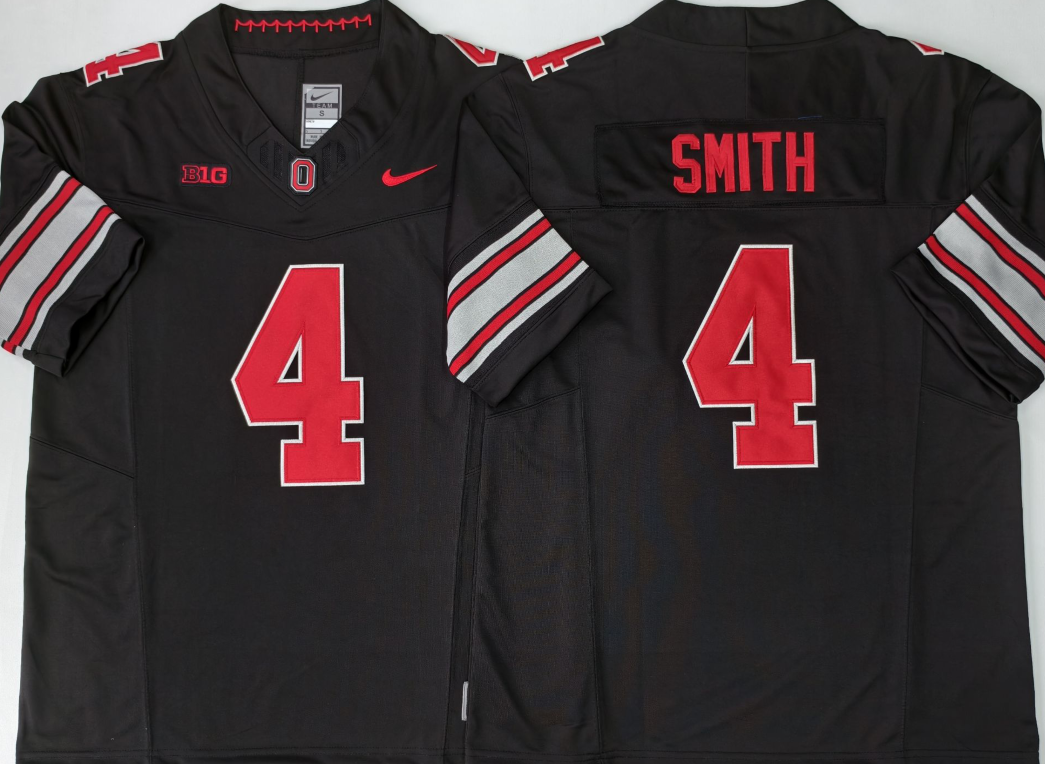 Custom Jeremiah Smith #4 Ohio State Buckeyes Scarlet White Black 2026 Tunnel Vision Limited Football Jersey -All Stitched