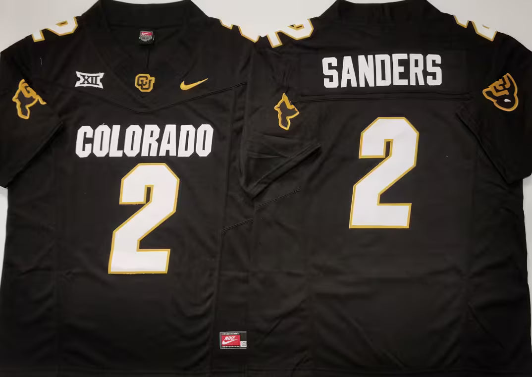Men's Shedeur Sanders White Vapor Jersey #2 Black Gray Gold Colorado Buffaloes -All Stitched