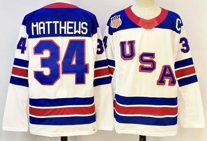 Custom 2026 USA White Royal All Stitched Hockey Jersey