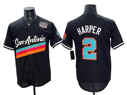 2026 Stephon Castle Dylan Harper De'Aaron Fox Victor Wembanyama San Antonio Spurs Baseball Jersey -All Stitched