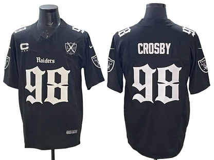 Custom Maxx Crosby Raiders Black White Limited Football Jersey -All Stitched