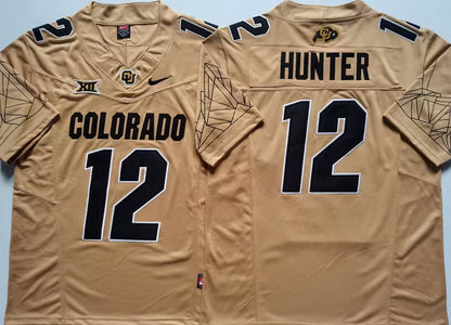 Men's Travis Hunter White Vapor Jersey #12 Black Gray Gold Colorado Buffaloes -All Stitched