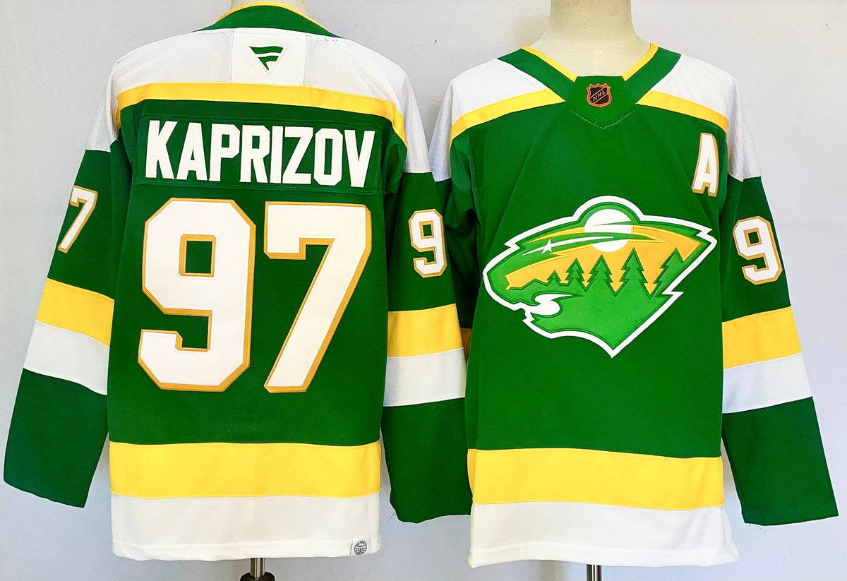 Custom Brock Faber Kirill Kaprizov Wild Green Alternate Hockey Jersey -All Stitched
