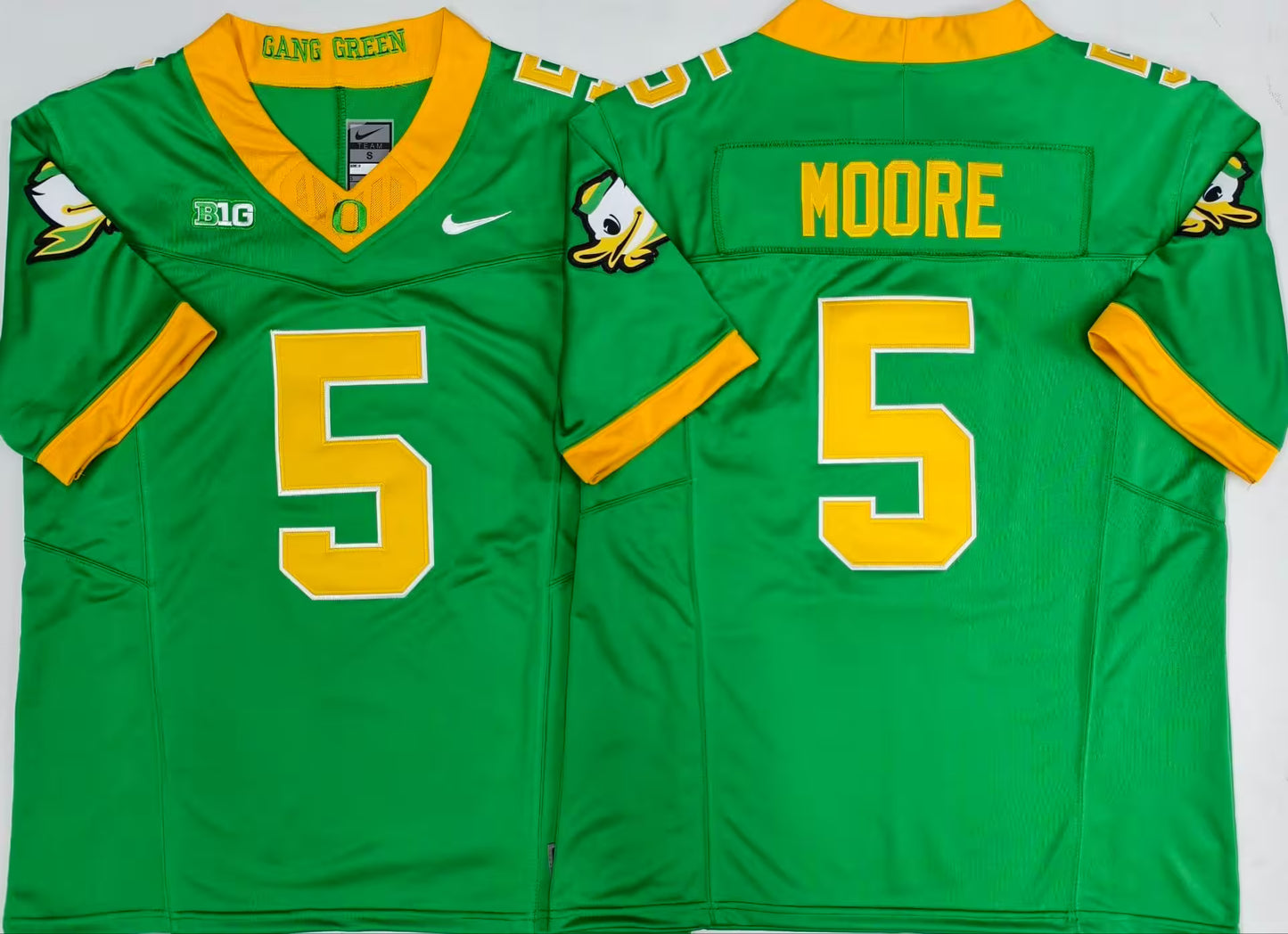 Men's Dakorien Moore #5 Oregon Ducks Green Vapor Jersey -All Stitched