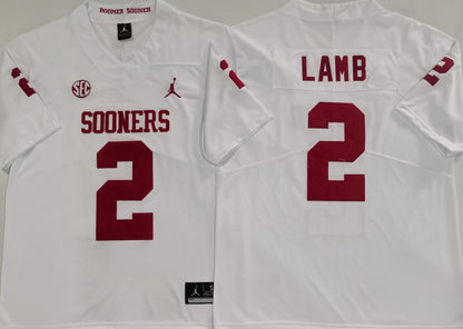 Men's CeeDee Lamb #2 Oklahoma Sooners Crimson Vapor Red White Football Jersey -All Stitched