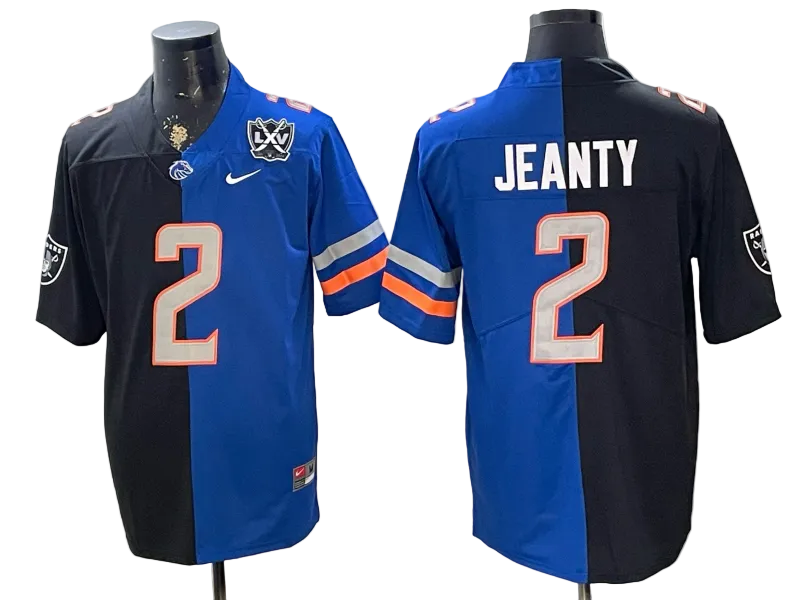 Custom Ashton Jeanty Raiders Black White Gray Split Retro Limited Football Jersey -All Stitched