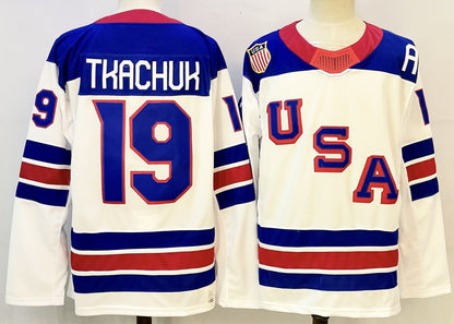 Custom 2026 USA White Royal All Stitched Hockey Jersey