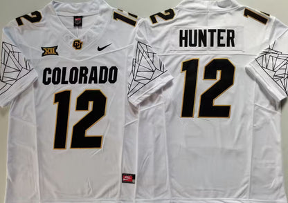Men's Travis Hunter White Vapor Jersey #12 Black Gray Gold Colorado Buffaloes -All Stitched