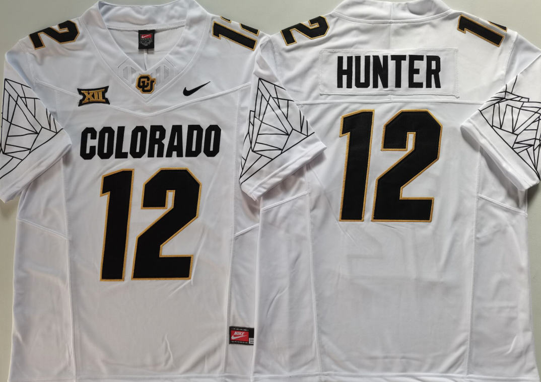 Custom Travis Hunter #12 Colorado Buffaloes White Gray Black Gold Limited Football Jersey -All Stitched