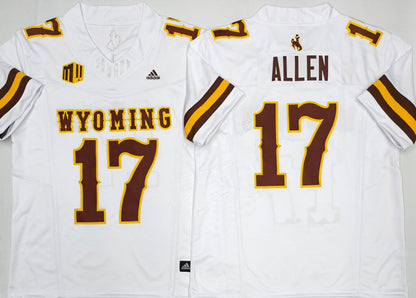 Custom Josh Allen #17 WYOMING Cowboys Brown White Limited Football Jersey -All Stitched