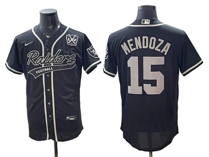 Custom Fernando Mendoza Raiders Black White Gray 250 USA Limited Baseball Jersey -All Stitched