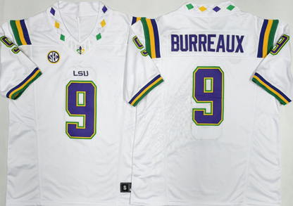 Custom Joe Burrow #9 LSU Tigers 2026 Mardi Gras White Purple Limited Football Jersey -All Stitched
