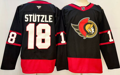Custom 2026 Home Black Alternate Red Premium All Stitched Hockey Jersey