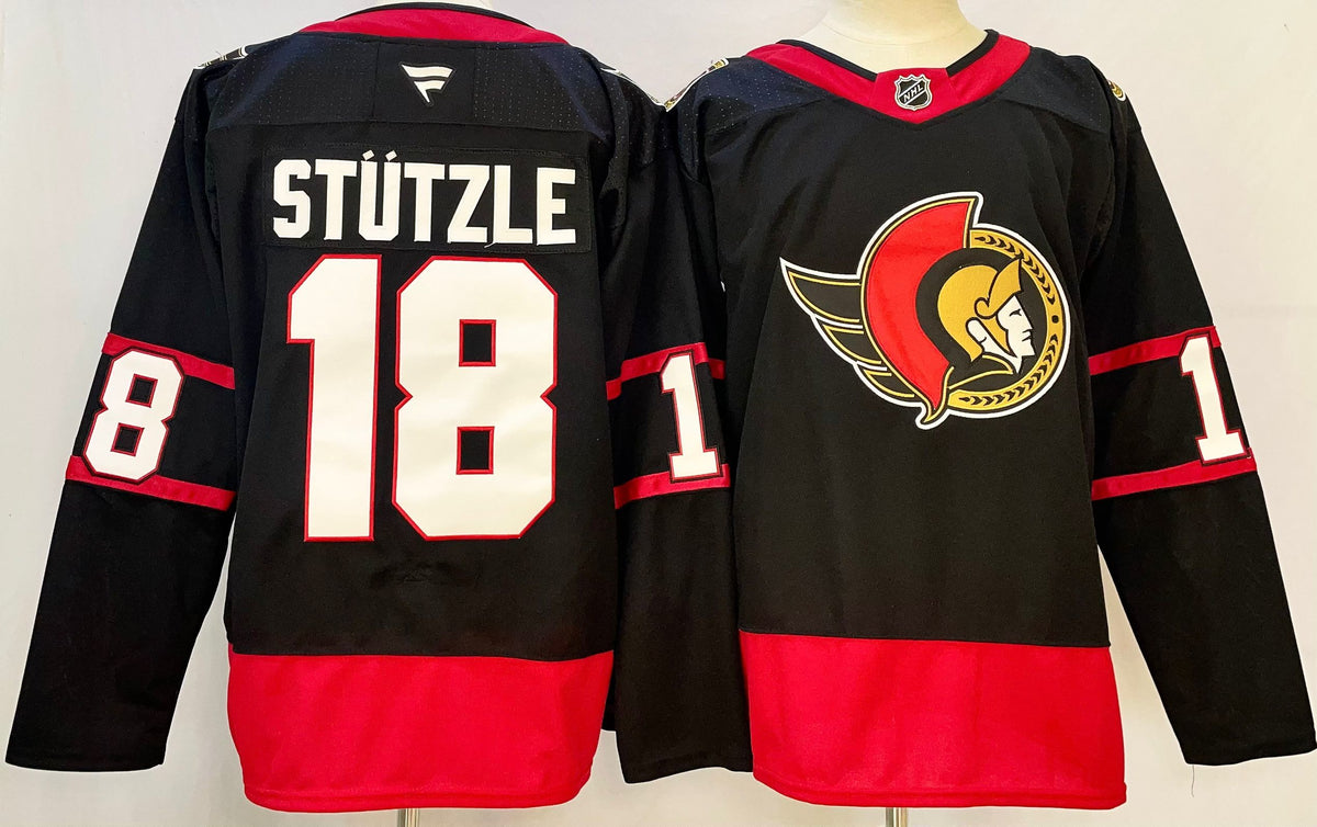 Custom Brady Tkachuk Tim Stutzle Thomas Chabot Home Black Hockey Jersey -All Stitched