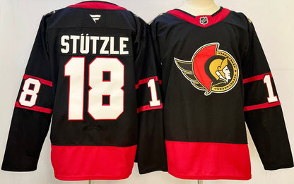 Custom Brady Tkachuk Tim Stutzle Thomas Chabot Home Black Hockey Jersey -All Stitched