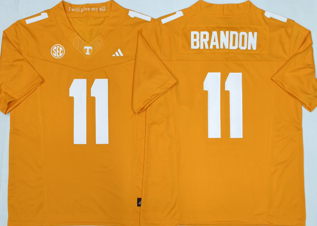 Custom Faizon Brandon #11 Tennessee Volunteers Orange White Black Gray Limited Football Jersey -All Stitched