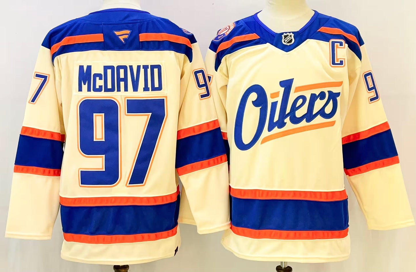 Custom 2026 Oilers Alternate Light Beige Premium All Stitched Hockey Jersey