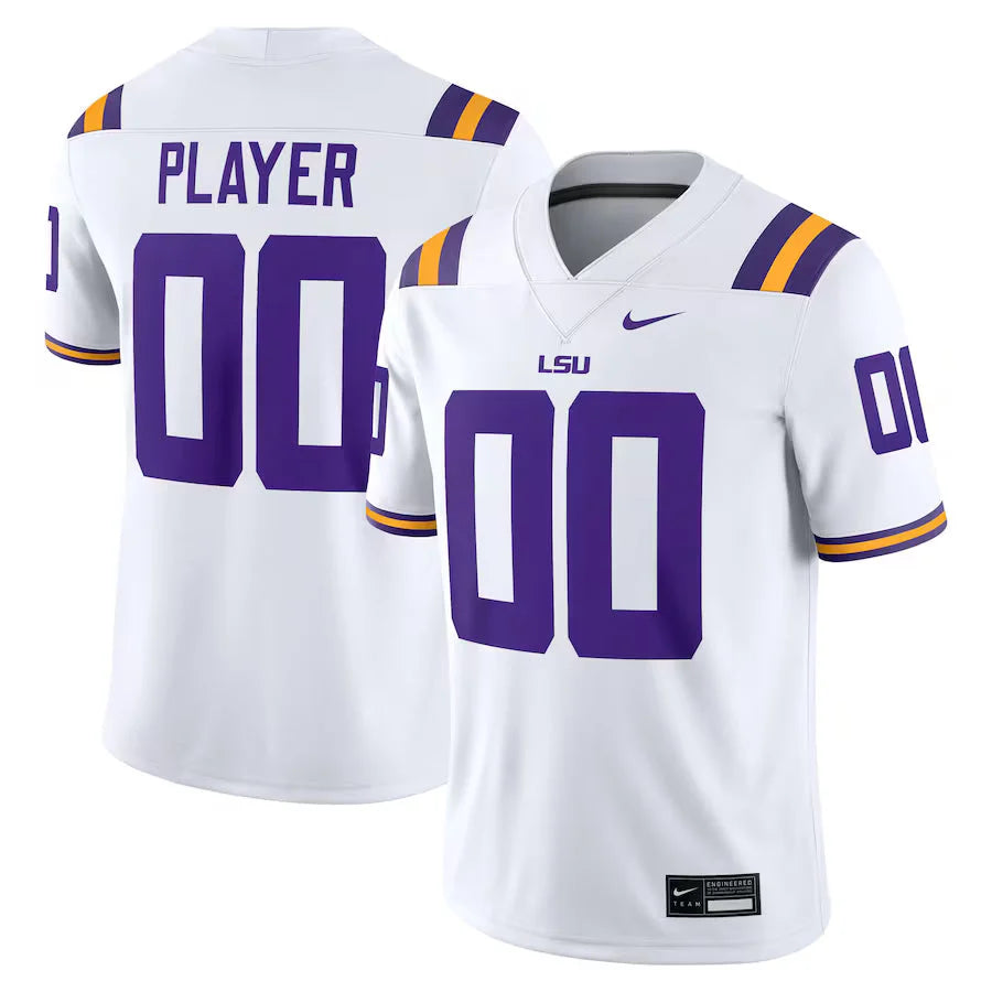 Custom Name Number LSU Tigers White Purple Limited Football Jersey -All Stitched