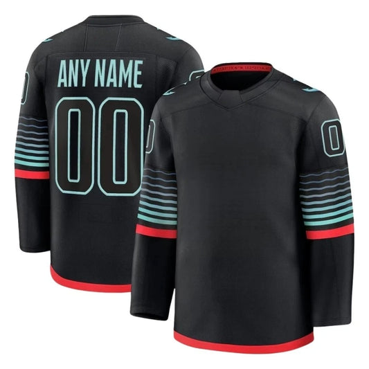 Custom Men's 2025 Black Alternate Premium All Stitched Hockey Jersey