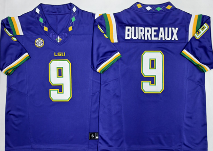 Custom Joe Burrow #9 LSU Tigers 2026 Mardi Gras White Purple Limited Football Jersey -All Stitched