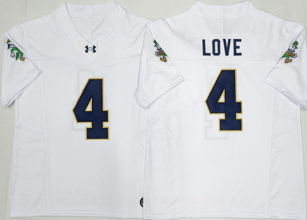 Custom Jeremiyah Love #4 Notre Dame Fighting Irish Green White Navy Limited Football Jersey -All Stitched