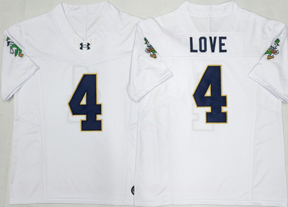 Custom Jeremiyah Love #4 Notre Dame Fighting Irish Green White Navy Limited Football Jersey -All Stitched