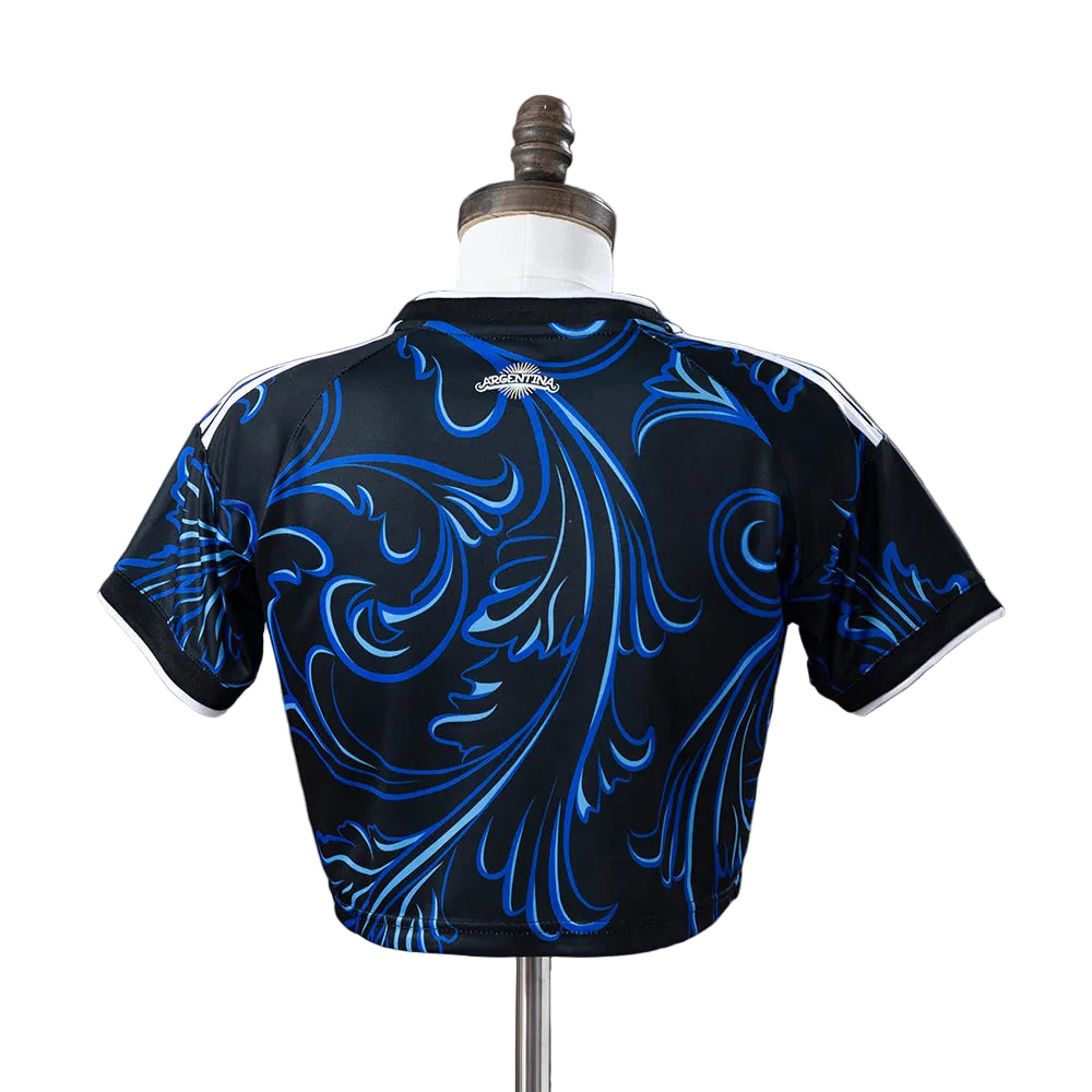Women's Argentina 2026 Away Blue/Black Cropped Soccer Jersey