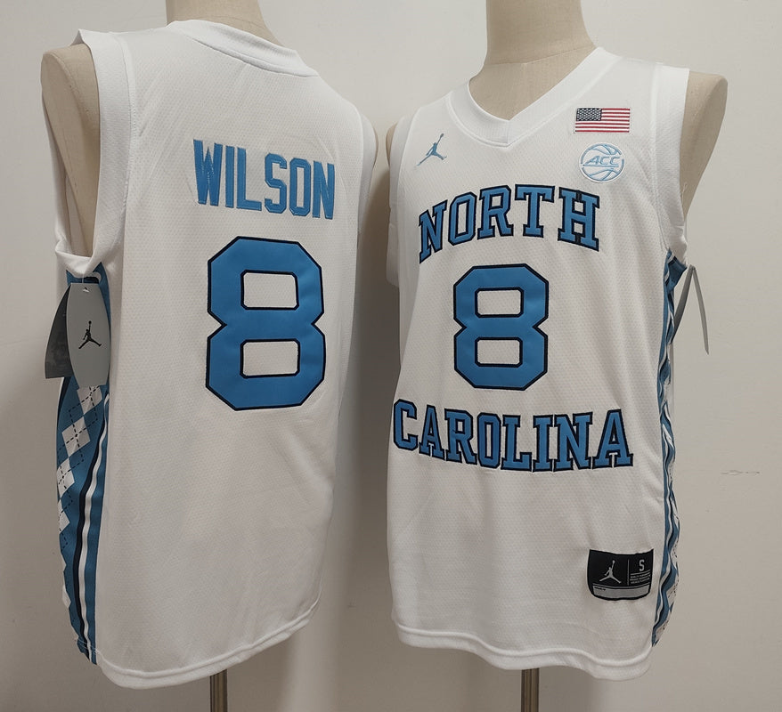 Custom Caleb Wilson #8 North Carolina Tar Heels Carolina Blue White Basketball Jersey -All Stitched