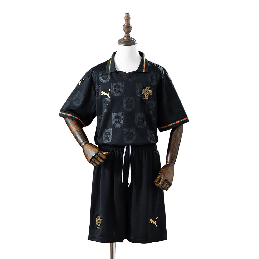 Custom Youth Portugal 2026 "Pantera Negra" Black Soccer Jersey Kit Set– Personalized Name & Number